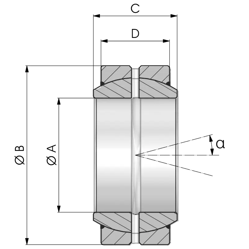 Gömbcsapágy - GE..ES 2RS rajz
