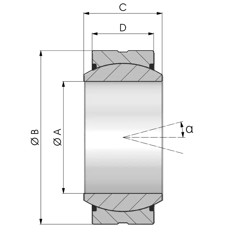 Gömbcsapágy GE..TGR 2RS rajz