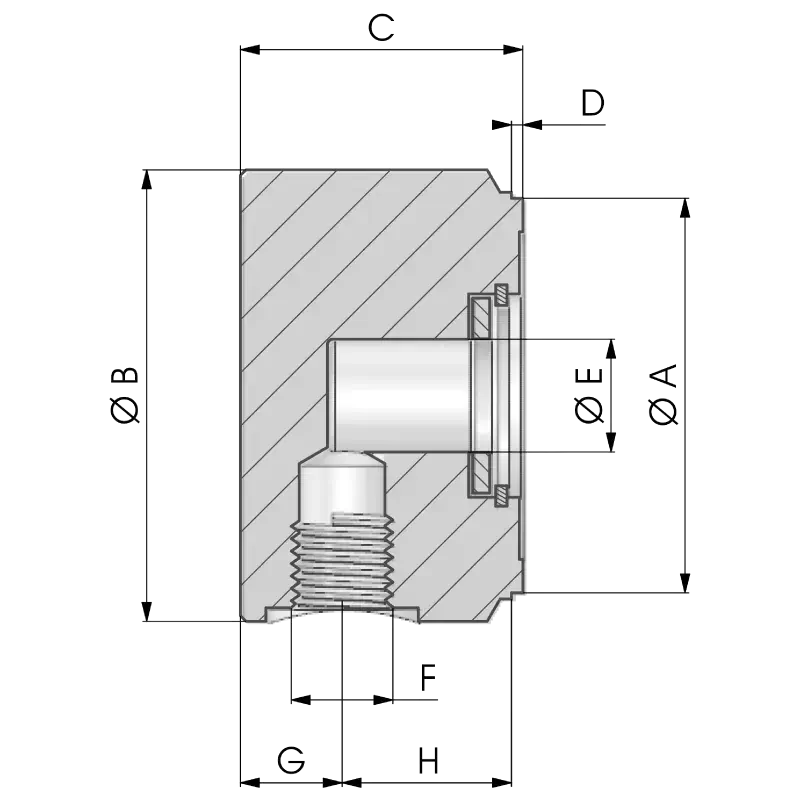 Hengerfenék löketcsillapítós olajbevezetéssel rajz