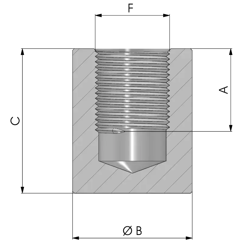 Csonk - vak belsőmenetes rajz
